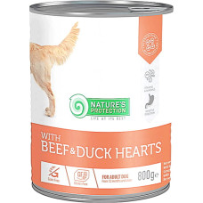 Влажный корм для взрослых собак Nature's Protection with Beef & Duck Hearts с говядиной и утиным сердцем 800 г 