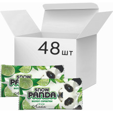 Упаковка салфеток влажных Снежная панда для рук Лайм с антимикробным действием 48 пачек по 15 шт. (50406)