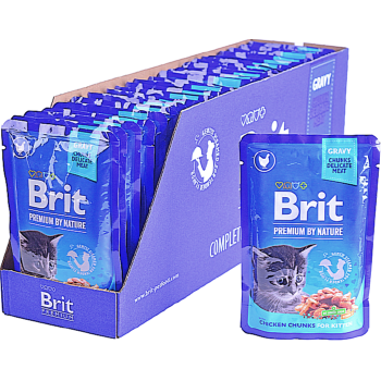 Упаковка влажного корма для котят Brit Premium Cat Pouch с курицей 24 шт по 100 г