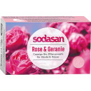 Органическое омолаживающее крем-мыло для лица и тела Sodasan Роза-Герань 100 г (49753)