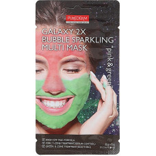 Мультимаска для лица грязевая пенящаяся Purederm Розовая/Зеленая Galaxy 2X Bubble Sparkling Multi Mask Pink Green 6 г + 6 г (42302)