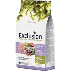 Полнорационный сухой корм Exclusion Light Chicken Small Breed с курицей для взрослых собак мелких пород с избыточным весом и пониженной активностью или стерилизованных 2 кг