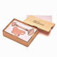 Роликовый Массажёр + Скребок ГуаШа Сердце - Розовый Кварц + Подарочная коробка из дерева - Лакированная (39809)