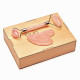 Роликовый Массажёр + Скребок ГуаШа Сердце - Розовый Кварц + Подарочная коробка из дерева - Лакированная (39809)
